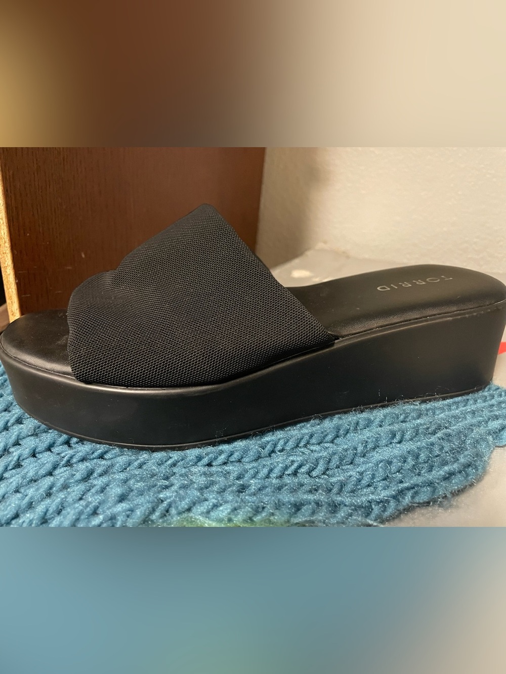 Torrid Black Fabric Crossover Slide Sandals